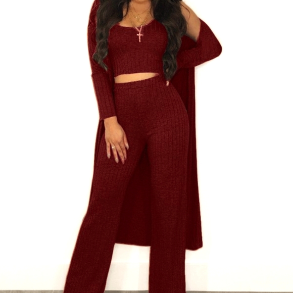 Pants - Boutique rib knit three piece set